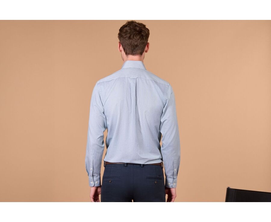 Men's green striped twill shirt - DWIGHT