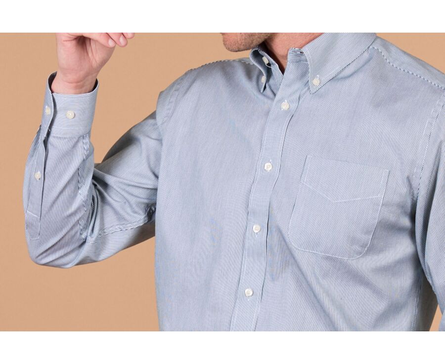 Men's green striped twill shirt - DWIGHT