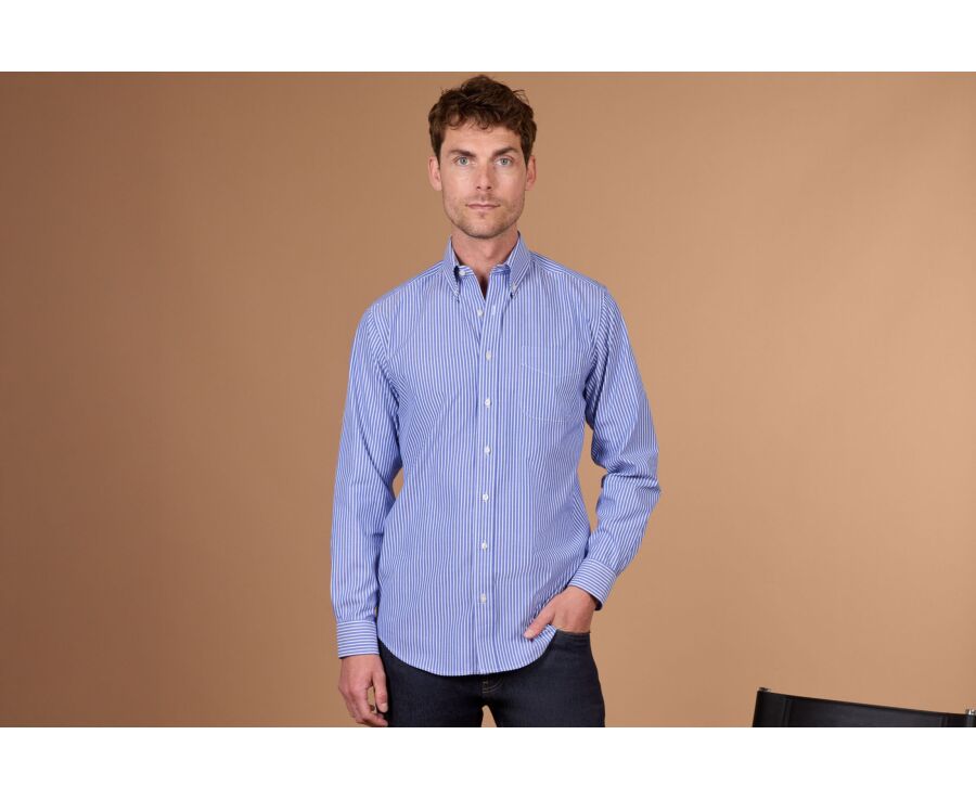 Men's striped ocean blue shirt - HUNTER