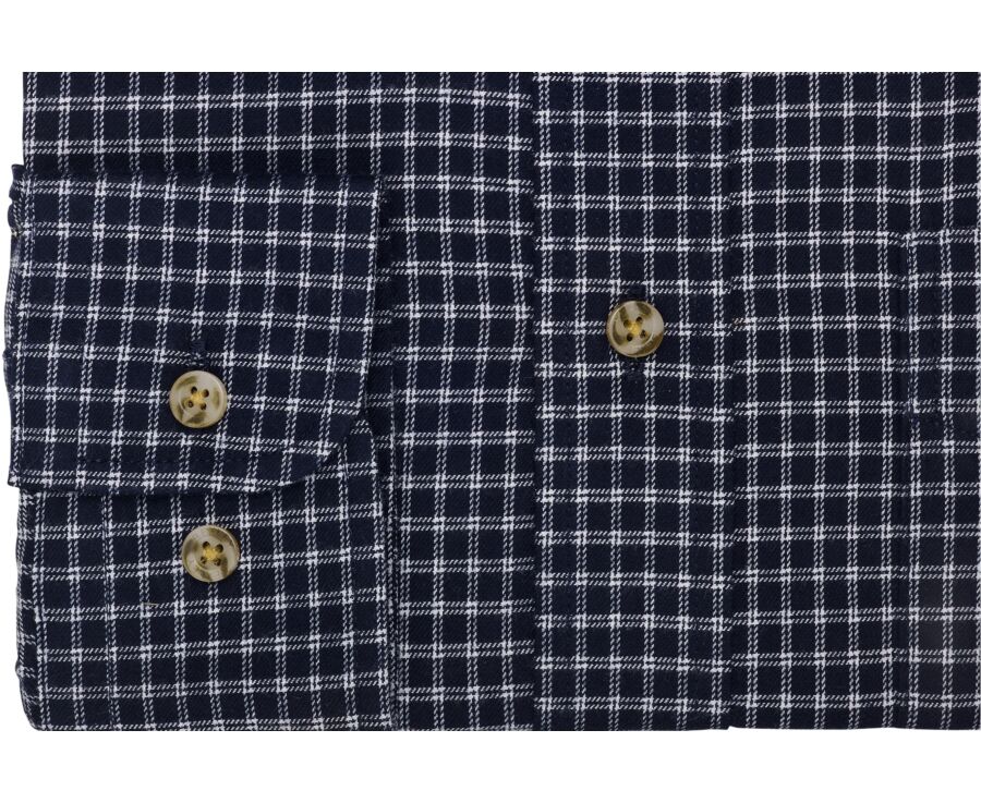 Men's navy and white checked flannel shirt - RODSAY