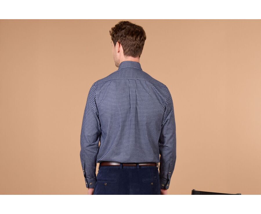 Men's navy and white checked flannel shirt - RODSAY