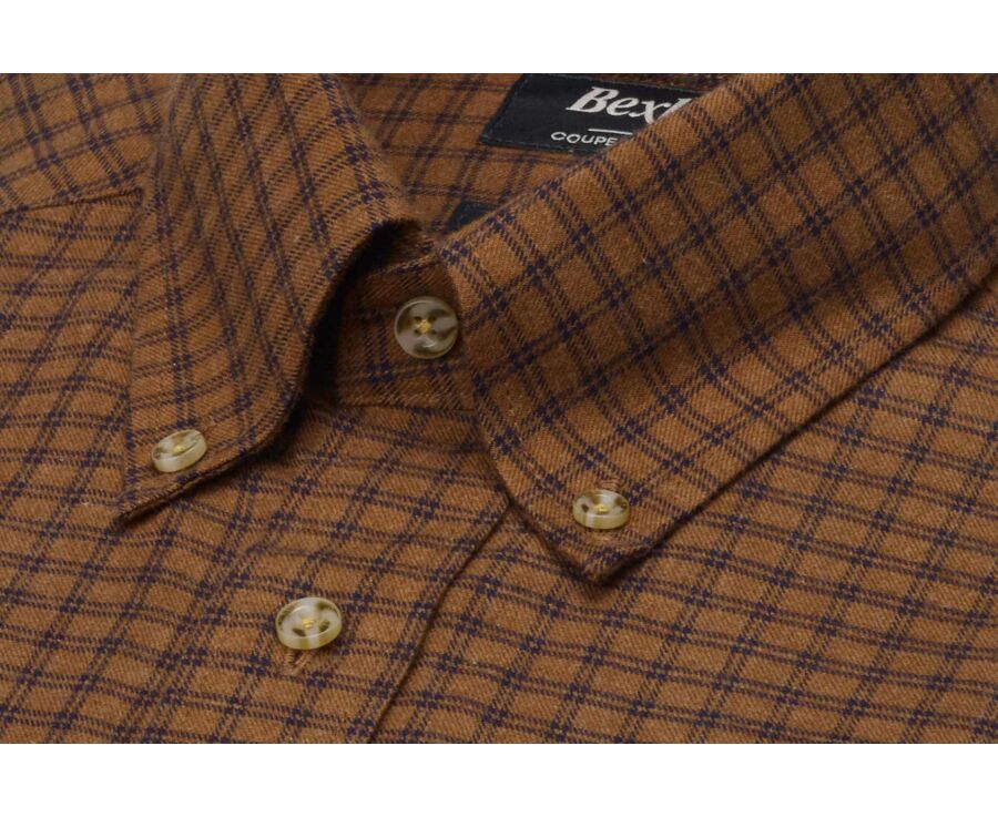 Men's checked chocolate and navy flannel shirt - COLTON
