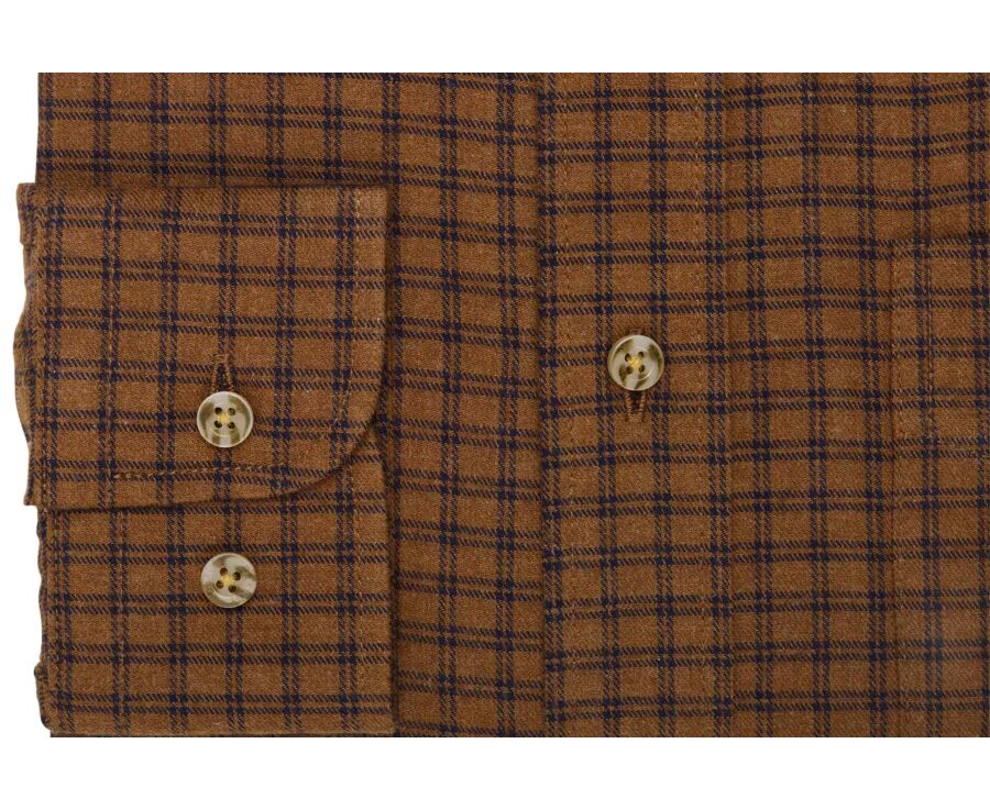 Men's checked chocolate and navy flannel shirt - COLTON