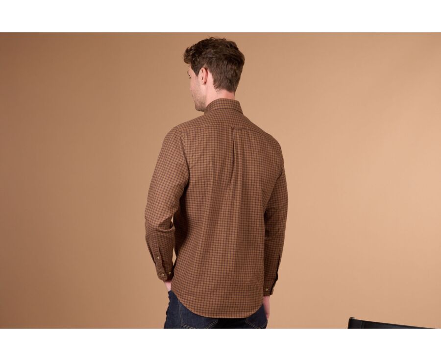 Men's checked chocolate and navy flannel shirt - COLTON