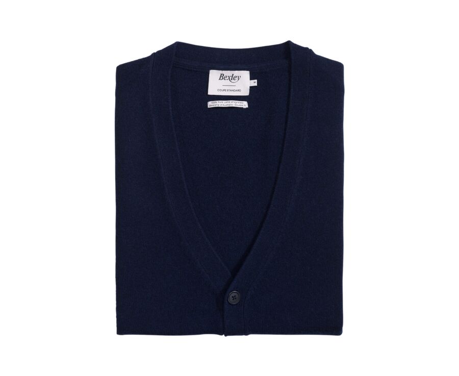 Men's navy buttoned lambswool cardigan - OWEN III