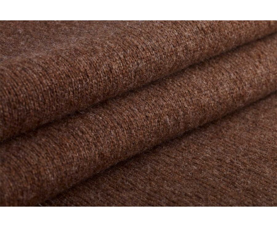Men's chocolate mélange polo collar lambswool jumper - BRAIDRICK