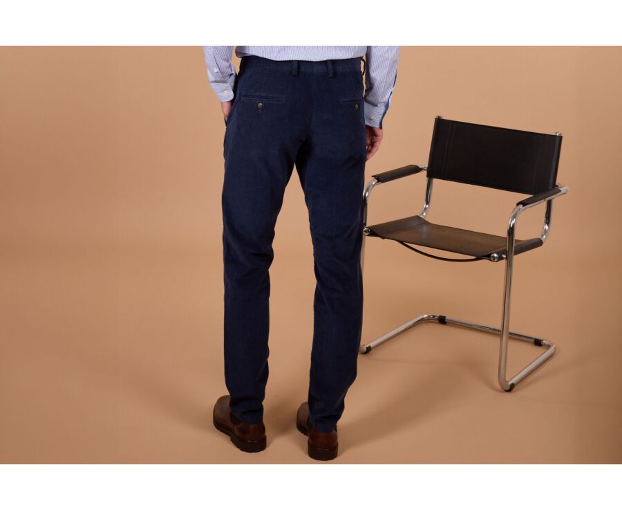 Men's navy needlecord chino trousers - NOLAS