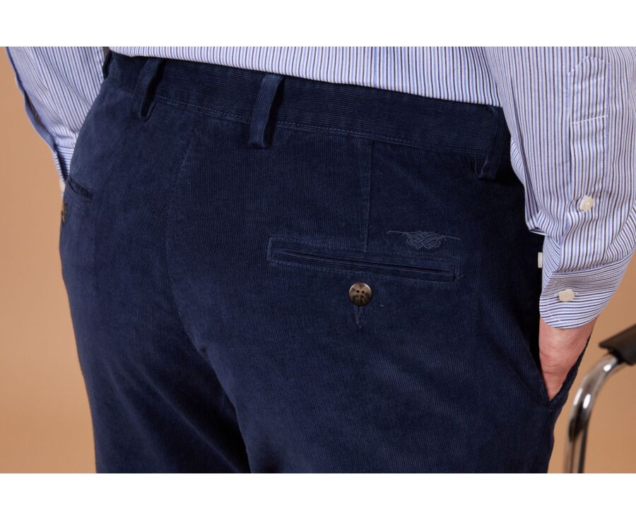 Men's navy needlecord chino trousers - NOLAS