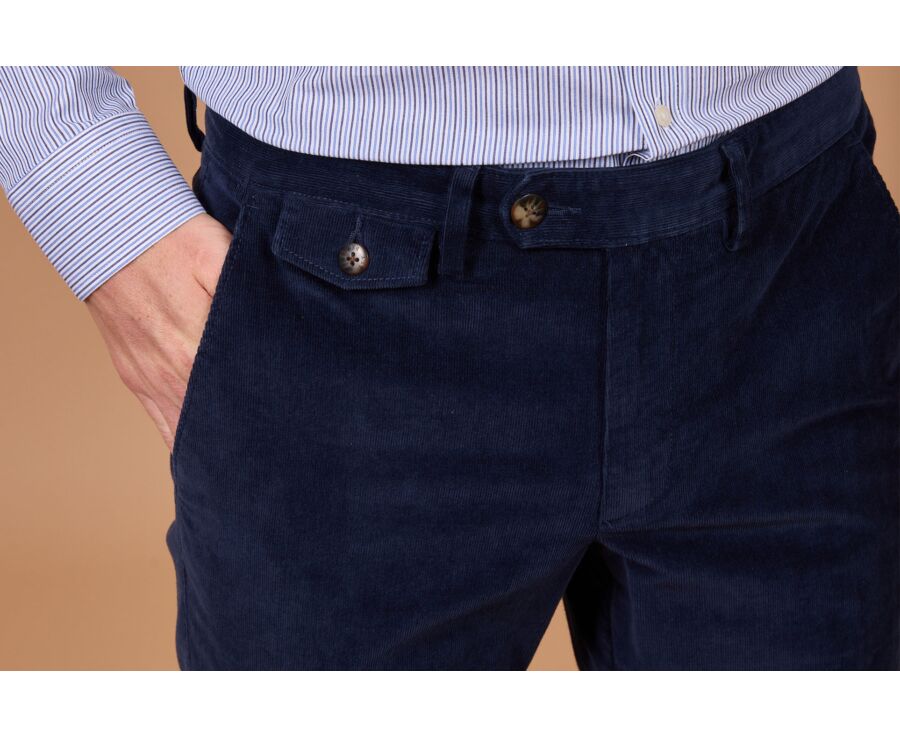 Men's navy needlecord chino trousers - NOLAS