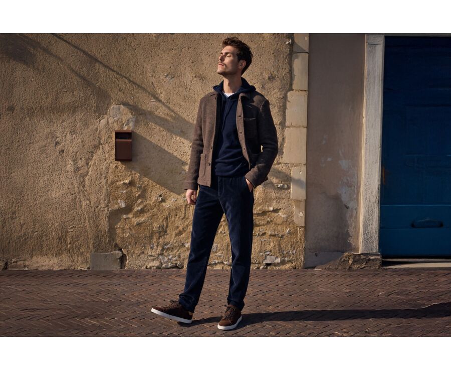 Men's navy needlecord chino trousers - NOLAS