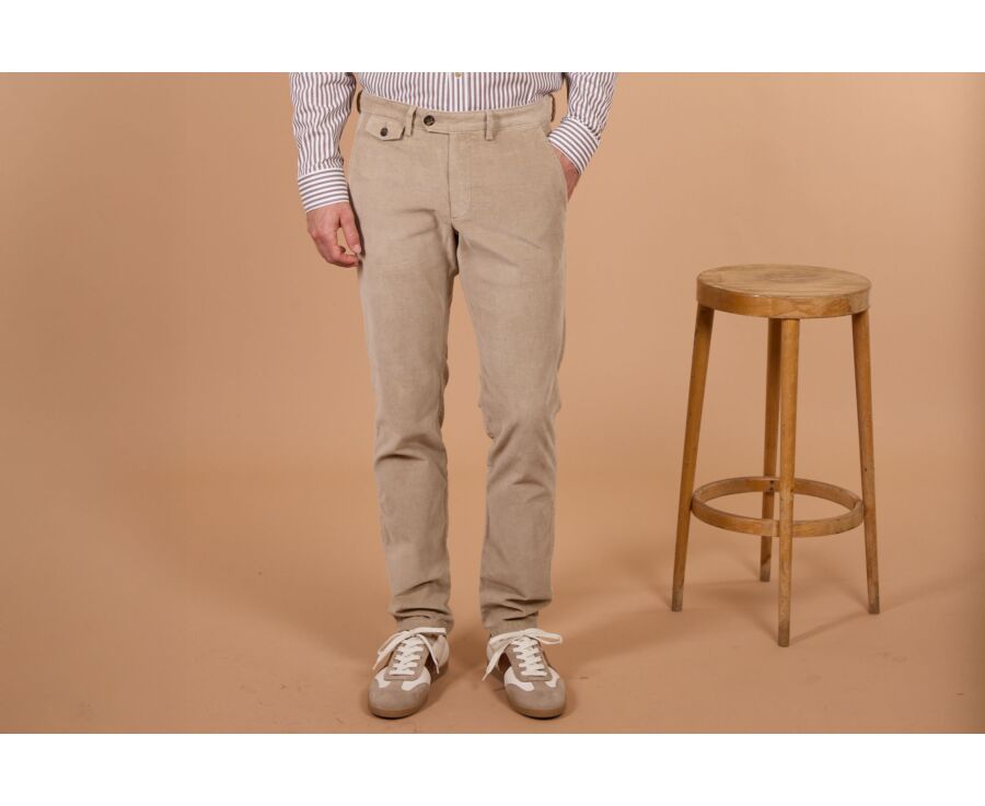 Men's light beige needlecord chino trousers - NOLAS