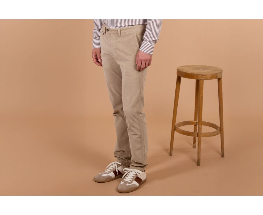 Men's light beige needlecord chino trousers - NOLAS