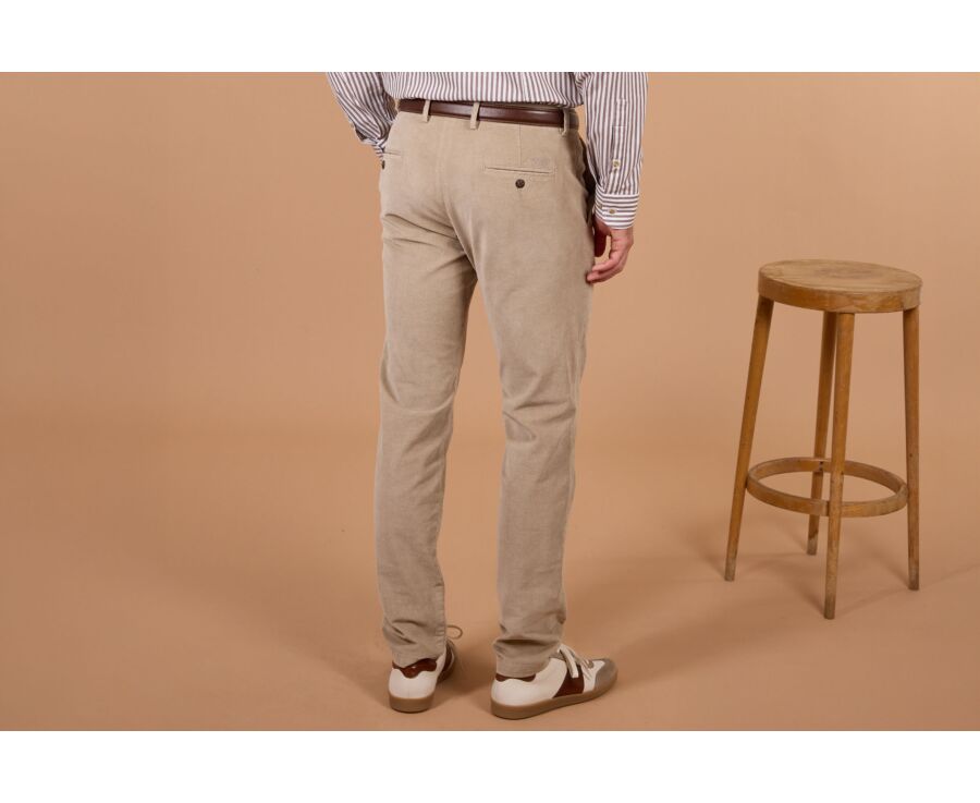 Men's light beige needlecord chino trousers - NOLAS