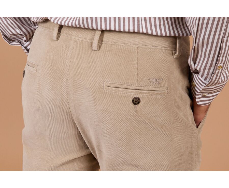 Men's light beige needlecord chino trousers - NOLAS