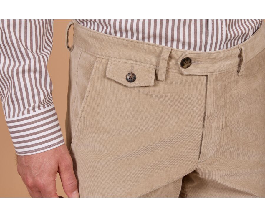 Men's light beige needlecord chino trousers - NOLAS