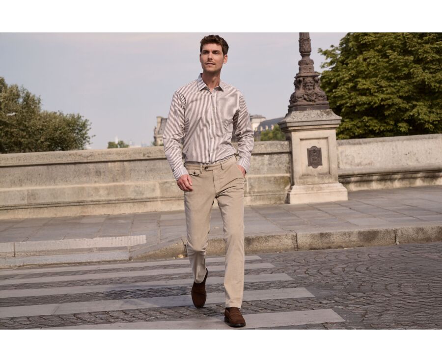 Men's light beige needlecord chino trousers - NOLAS
