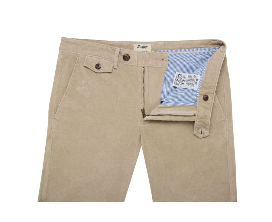 Men's light beige needlecord chino trousers - NOLAS