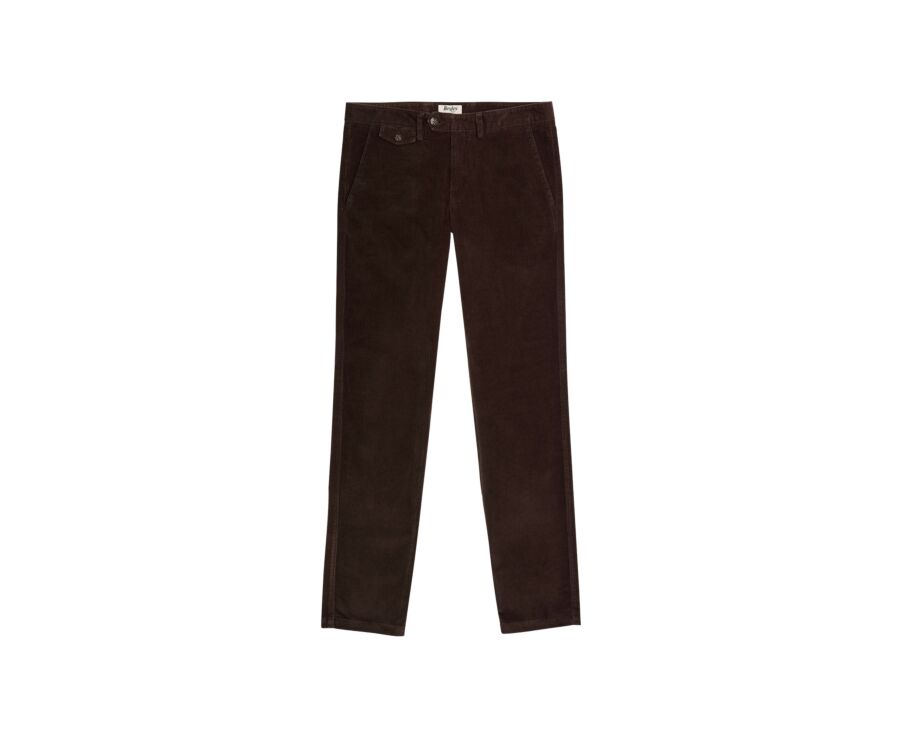 Men's dark chocolate needlecord chino trousers - NOLAS