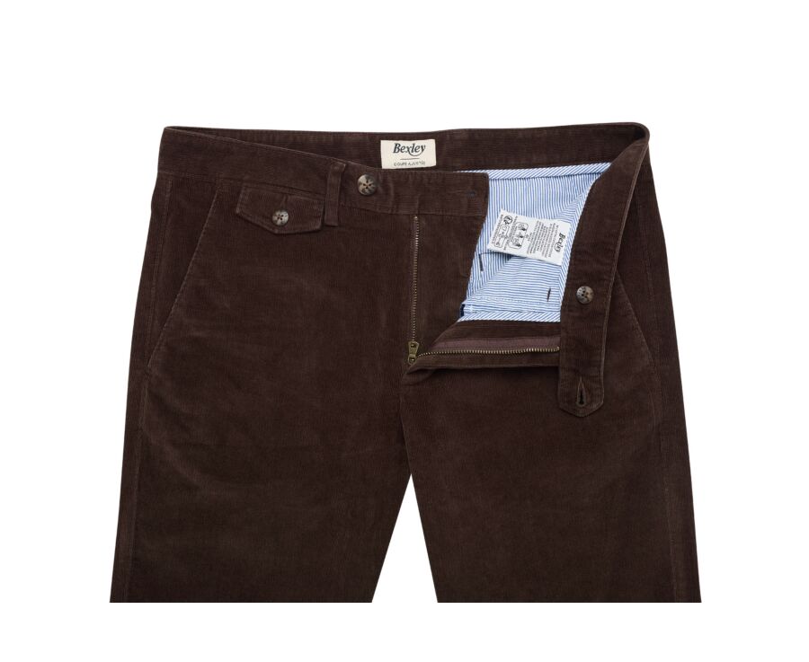 Men's dark chocolate needlecord chino trousers - NOLAS