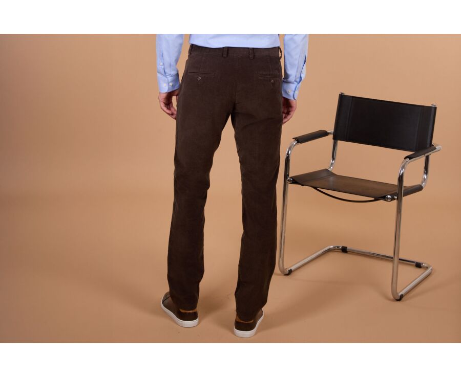 Men's dark chocolate needlecord chino trousers - NOLAS