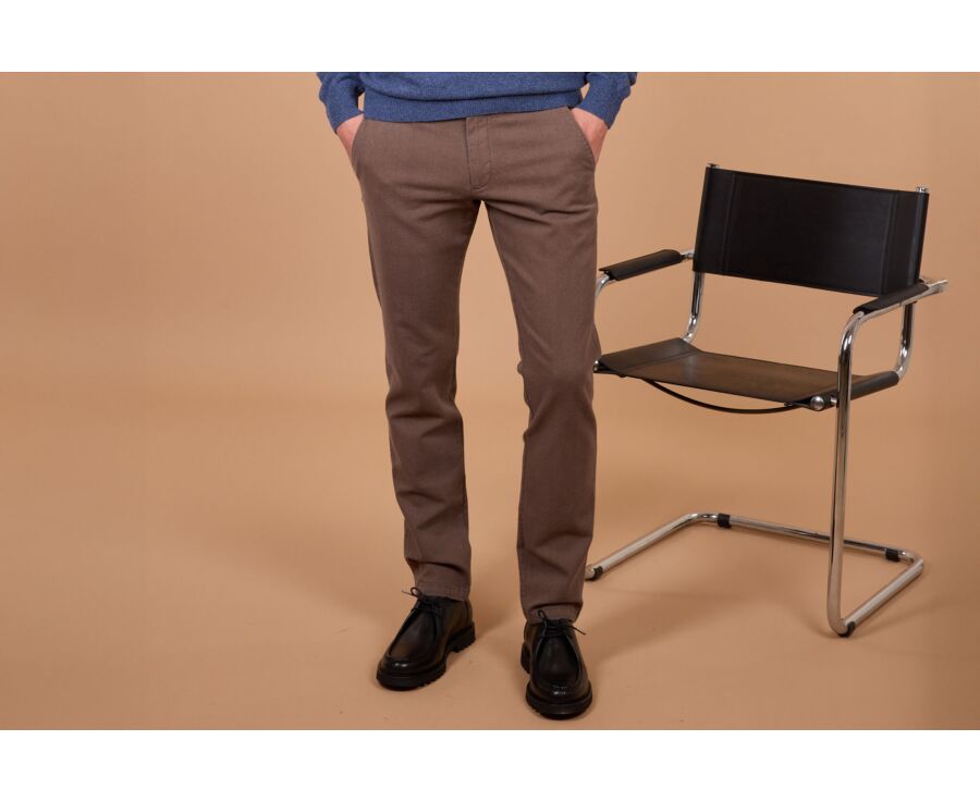 Men's brown herringbone chino trousers - KENYON