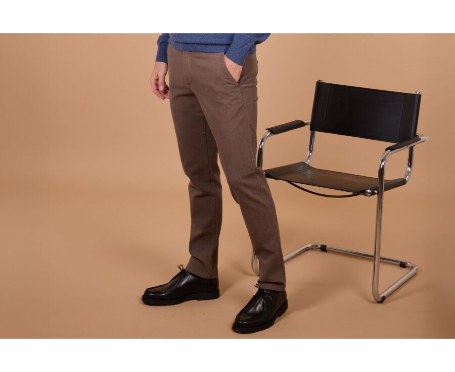 Men's brown herringbone chino trousers - KENYON
