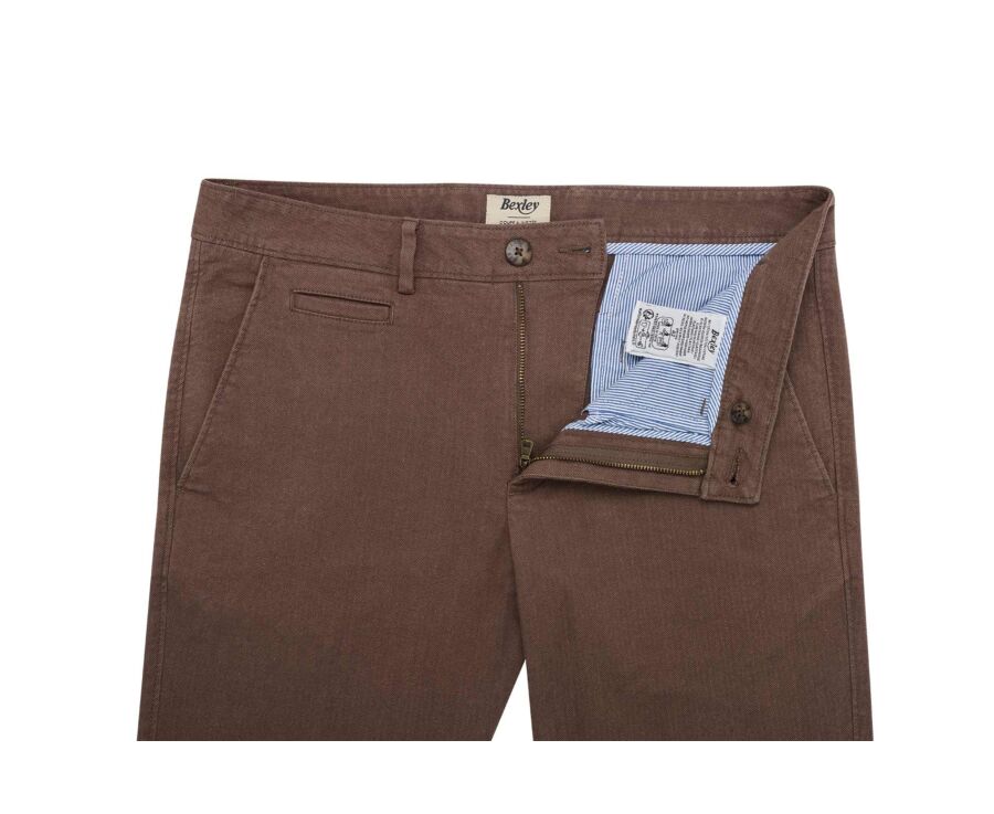 Men's brown herringbone chino trousers - KENYON