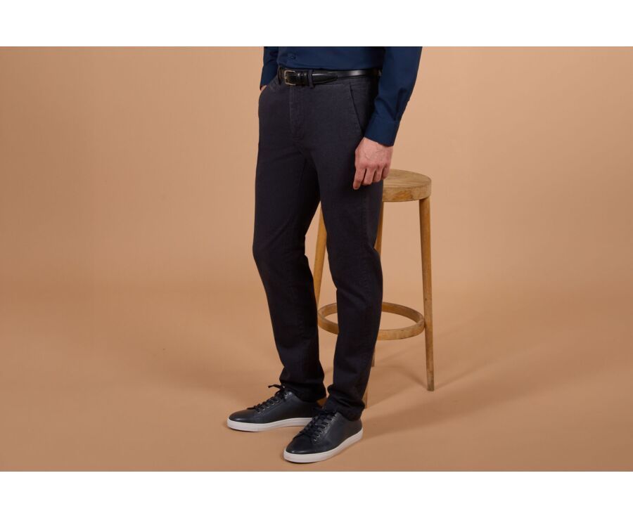 Men's anthracite herringbone chino trousers - KENYON