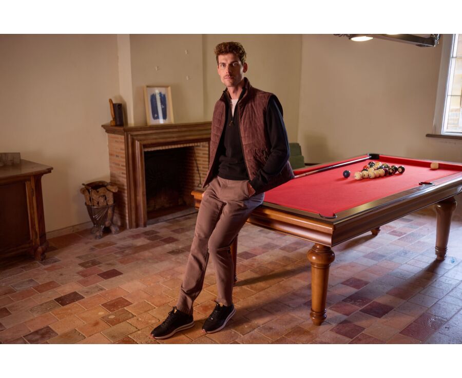 Men's chocolate herringbone chino trousers - JORDEN II