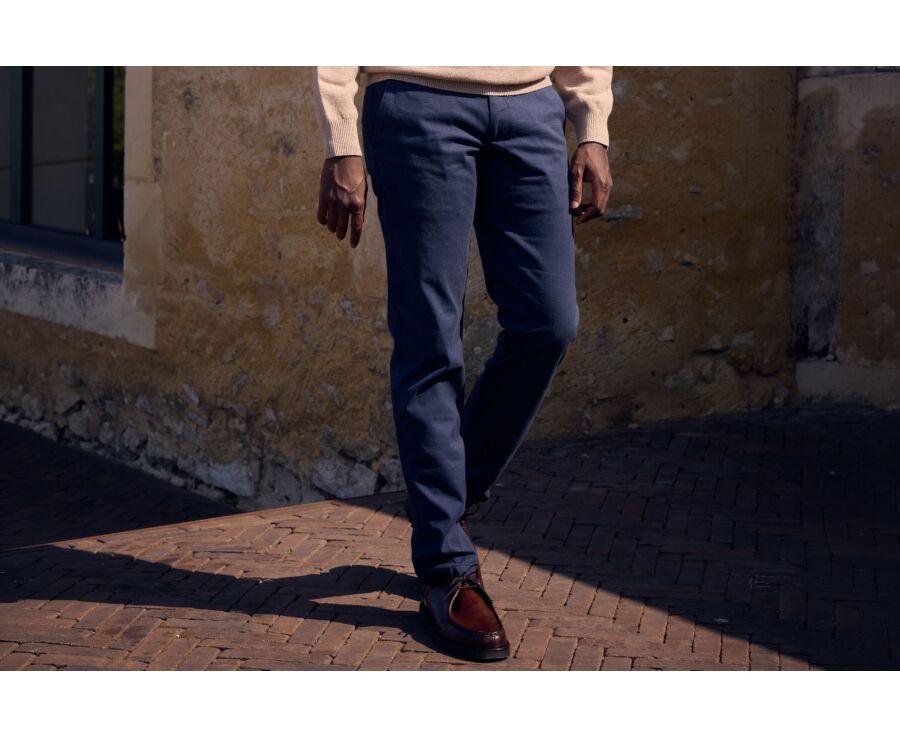 Men's navy herringbone chino trousers - JORDEN II