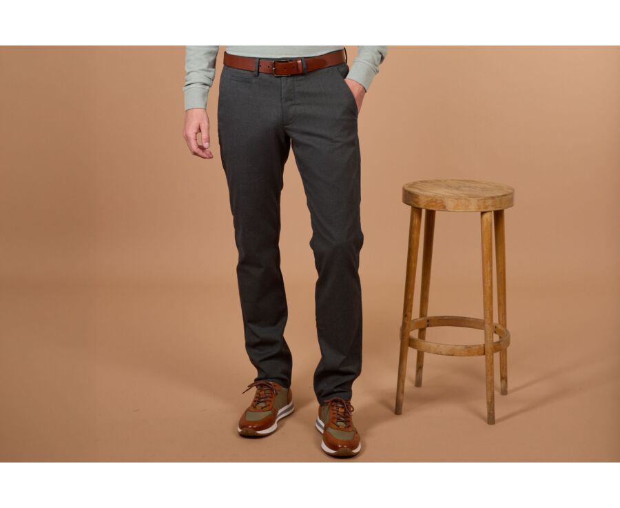 Men's khaki herringbone chino trousers - JORDEN II