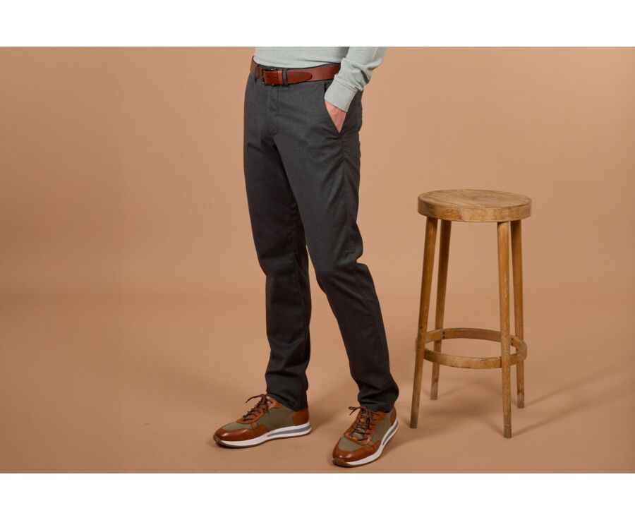 Men's khaki herringbone chino trousers - JORDEN II