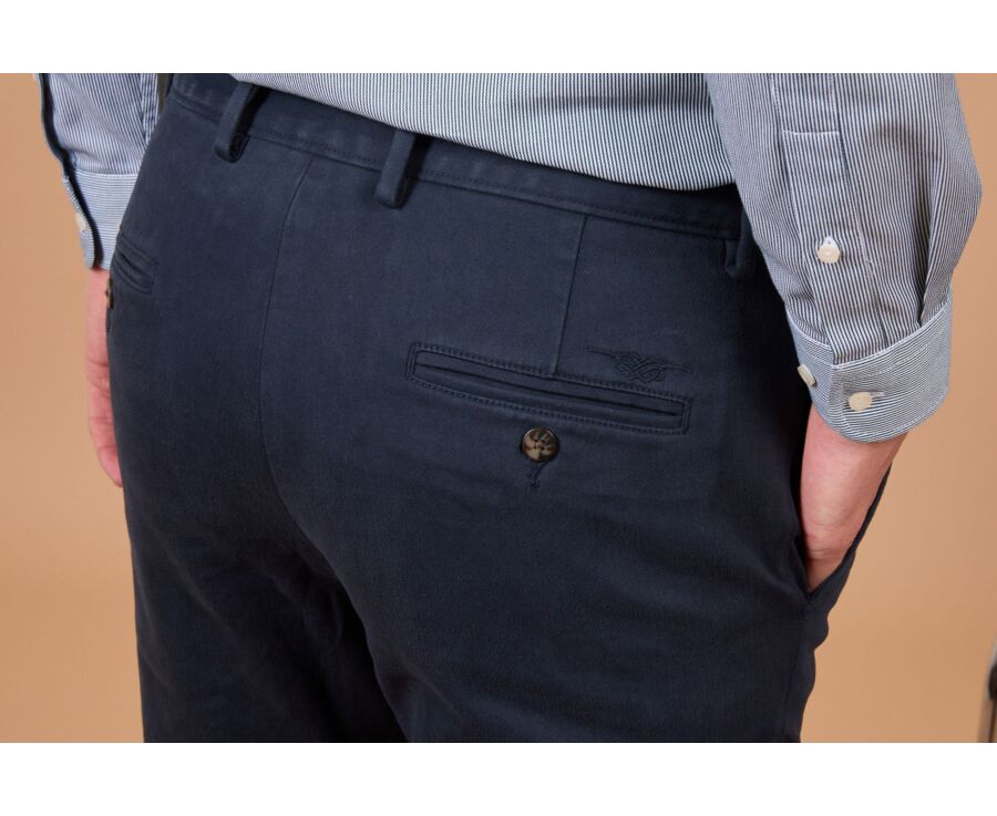 Men's navy wool flannel chino trousers - KYVERS