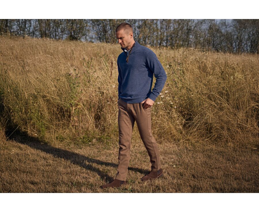 Men's camel wool flannel chino trousers - KYVERS