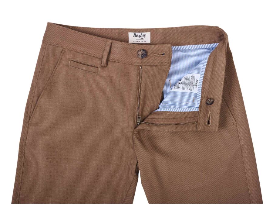 Men's camel wool flannel chino trousers - KYVERS