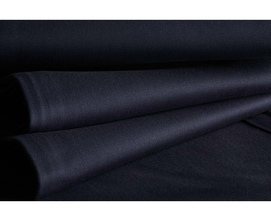 Men's navy pleated cotton twill chino trousers - KAYNAN