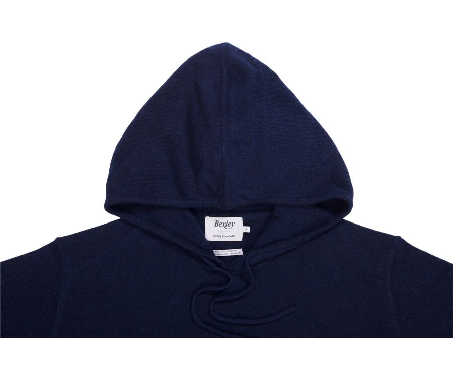 Men's navy lambswool hoodie jumper - HOODRICK