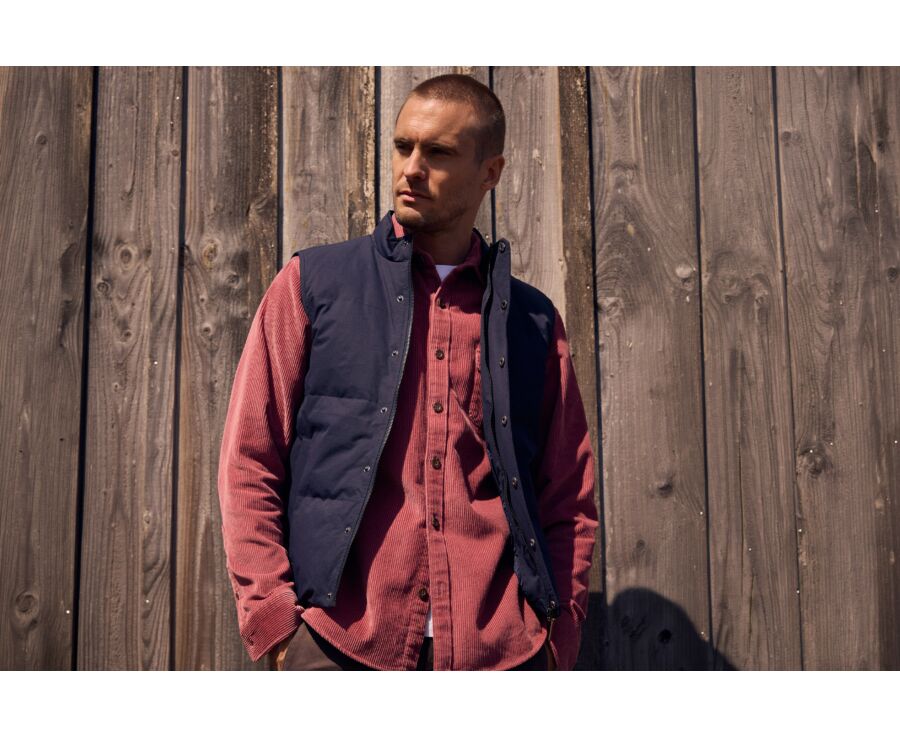 Men's sleeveless navy canvas down gilet - HILMAR TOILE