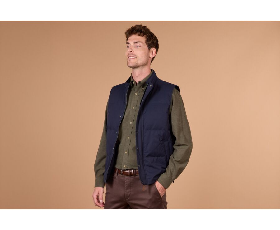 Men's sleeveless navy canvas down gilet - HILMAR TOILE