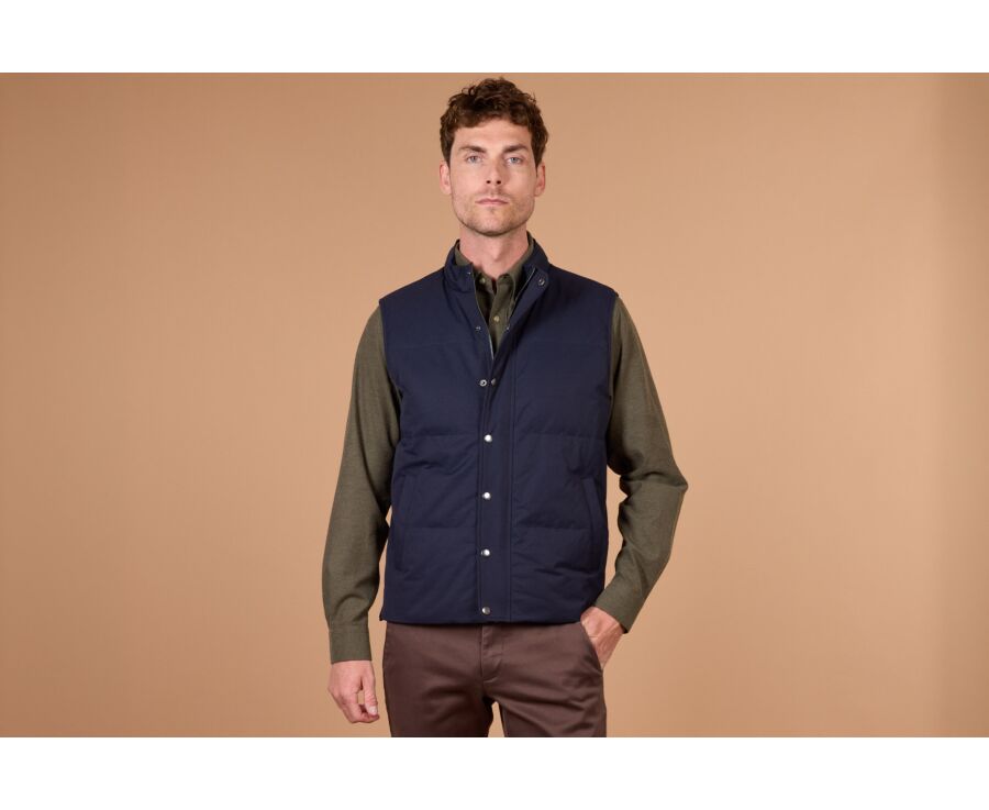 Men's sleeveless navy canvas down gilet - HILMAR TOILE