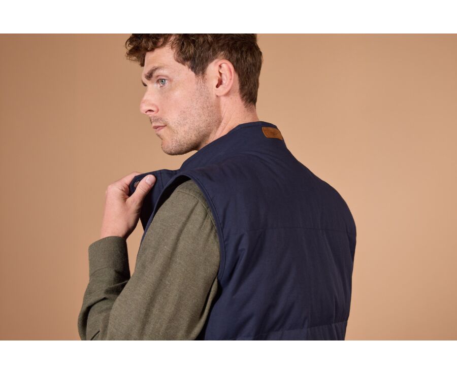 Men's sleeveless navy canvas down gilet - HILMAR TOILE