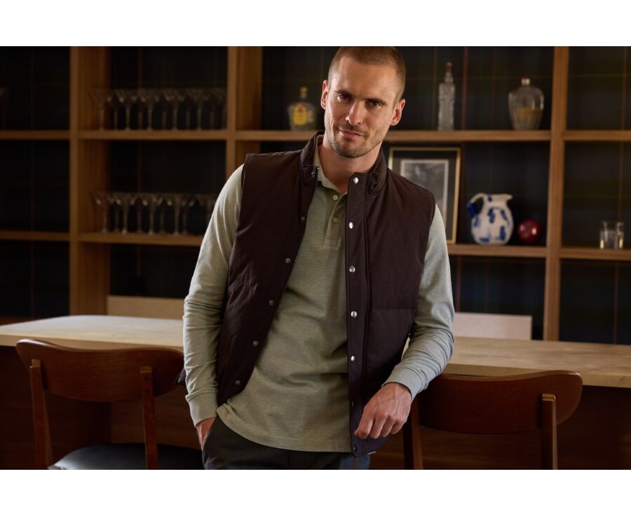Men's sleeveless brown canvas down gilet - HILMAR TOILE