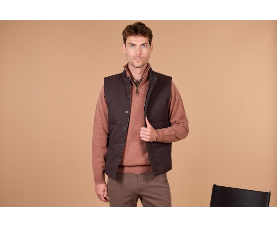 Men's sleeveless brown canvas down gilet - HILMAR TOILE