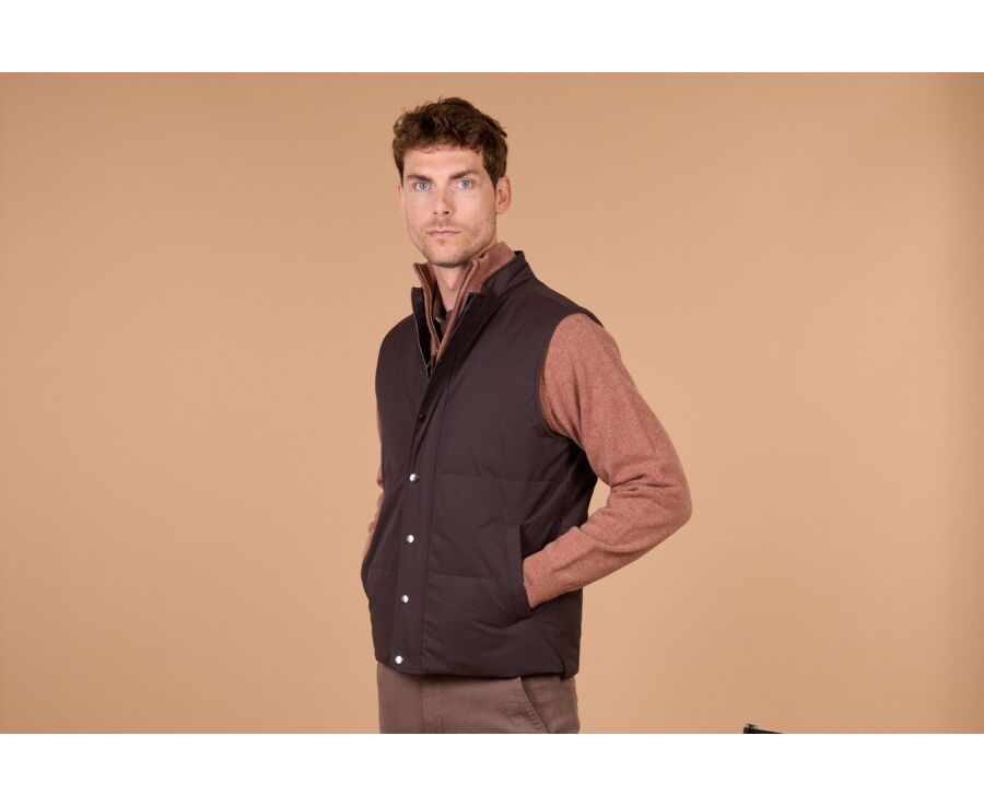Men's sleeveless brown canvas down gilet - HILMAR TOILE
