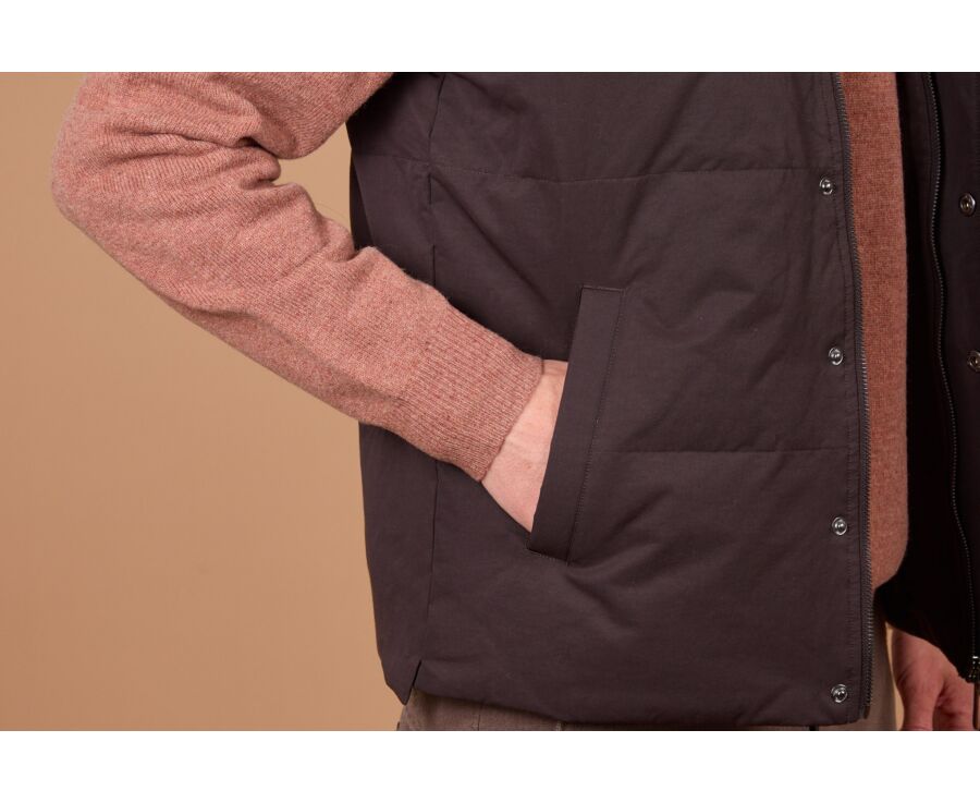 Men's sleeveless brown canvas down gilet - HILMAR TOILE