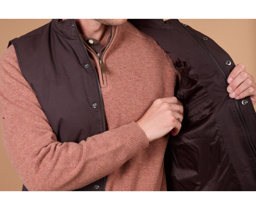 Men's sleeveless brown canvas down gilet - HILMAR TOILE