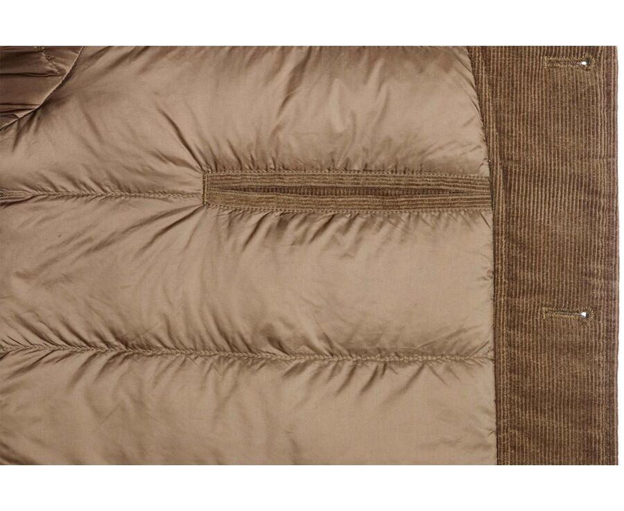 Men's quilted overshirt jacket in khaki velvet - CARSTEN