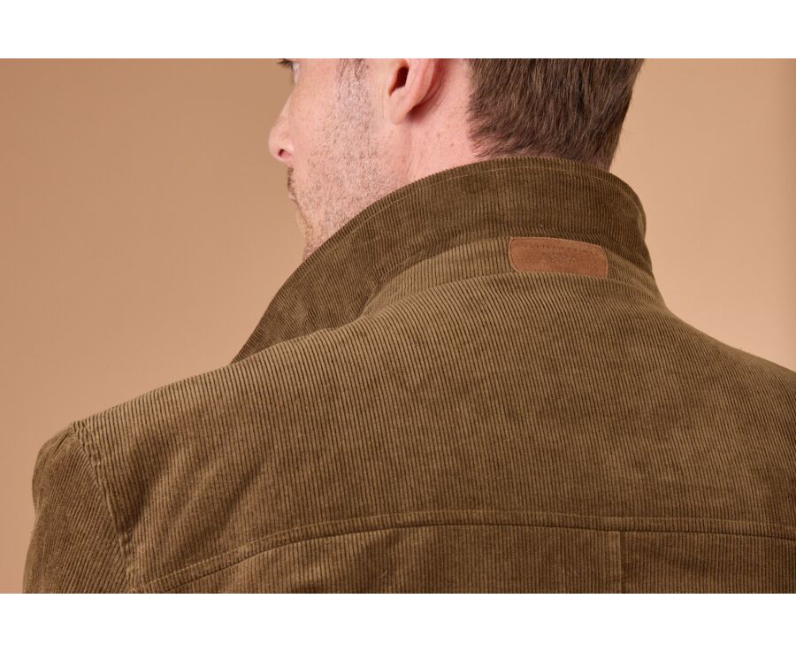 Men's quilted overshirt jacket in khaki velvet - CARSTEN