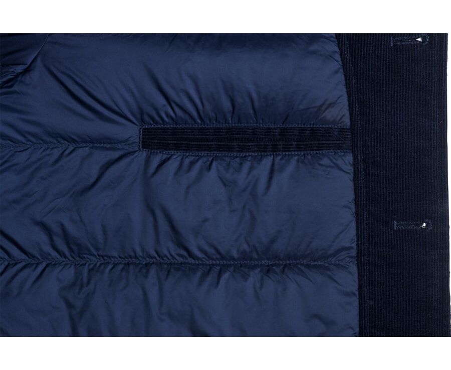 Men's quilted overshirt jacket in navy velvet - CARSTEN