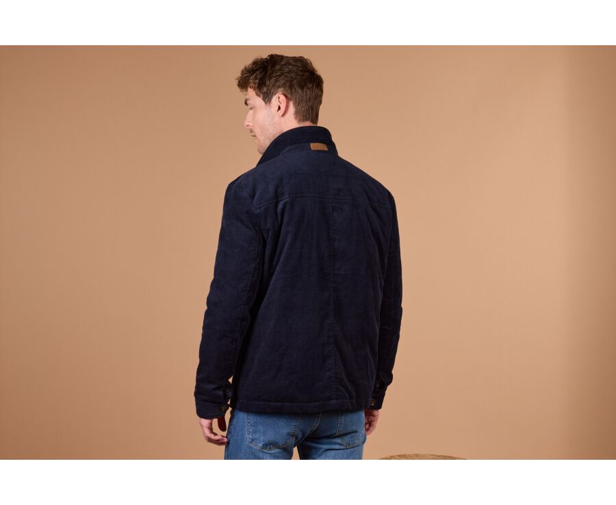Men's quilted overshirt jacket in navy velvet - CARSTEN